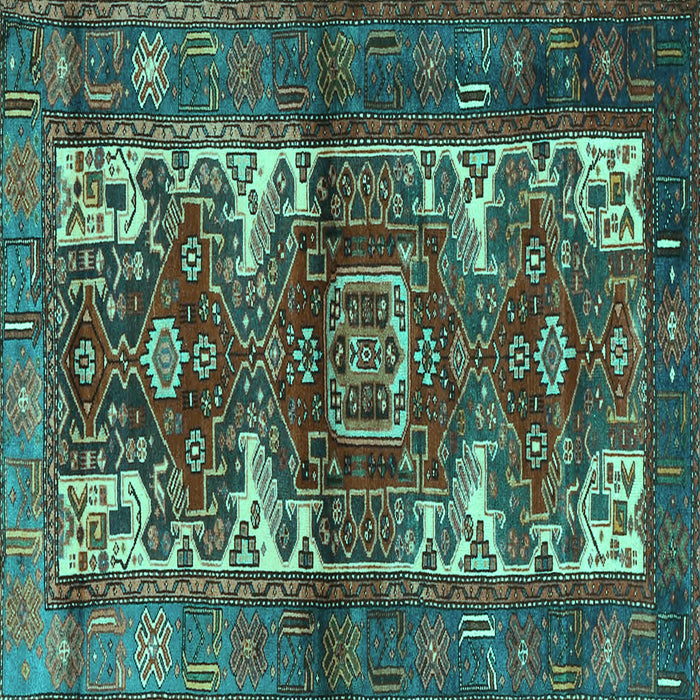 Square Machine Washable Persian Turquoise Traditional Area Rugs, wshtr3967turq