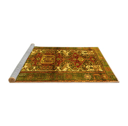 Sideview of Machine Washable Persian Yellow Traditional Rug, wshtr3967yw