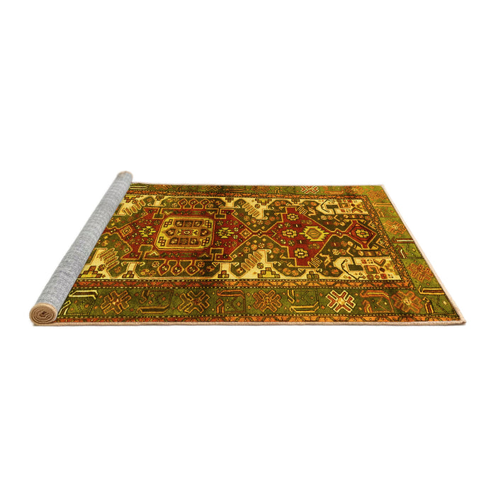 Sideview of Machine Washable Persian Yellow Traditional Rug, wshtr3967yw