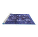 Sideview of Machine Washable Persian Blue Traditional Rug, wshtr3967blu