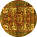 Round Persian Yellow Traditional Rug, tr3967yw