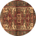 Round Persian Brown Traditional Rug, tr3967brn