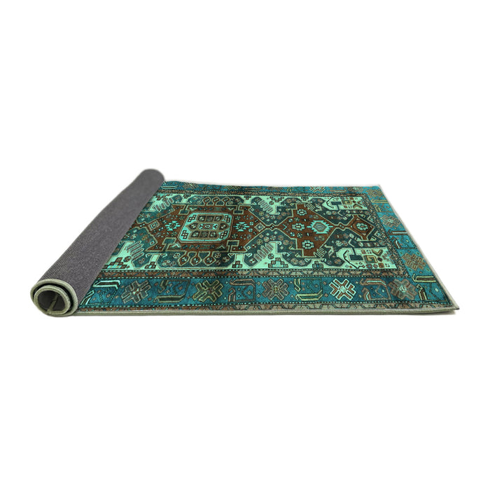 Sideview of Persian Turquoise Traditional Rug, tr3967turq
