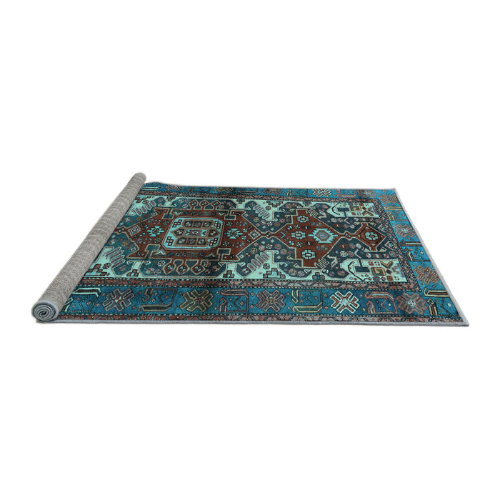 Sideview of Machine Washable Persian Light Blue Traditional Rug, wshtr3967lblu
