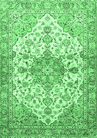 Medallion Emerald Green Traditional Rug, tr3968emgrn