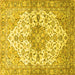 Square Medallion Yellow Traditional Rug, tr3968yw