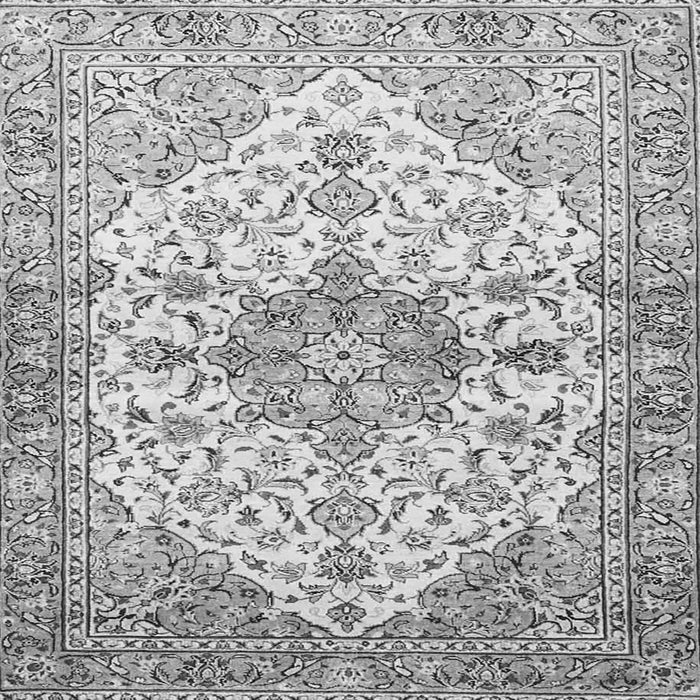 Round Machine Washable Medallion Gray Traditional Rug, wshtr3968gry