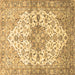 Square Machine Washable Medallion Brown Traditional Rug, wshtr3968brn