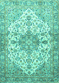 Medallion Turquoise Traditional Rug, tr3968turq