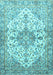 Machine Washable Medallion Light Blue Traditional Rug, wshtr3968lblu