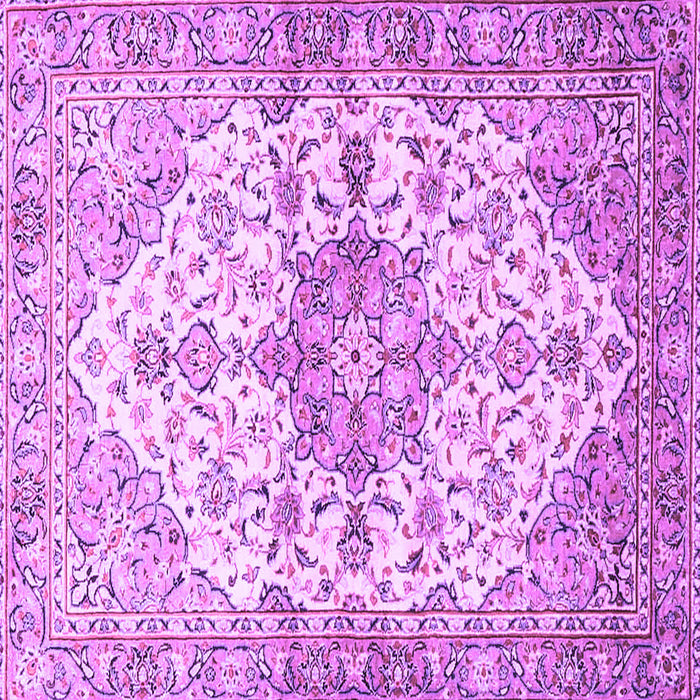 Square Machine Washable Medallion Purple Traditional Area Rugs, wshtr3968pur
