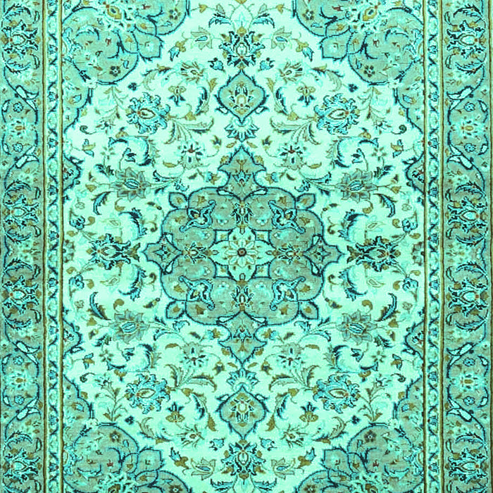 Machine Washable Medallion Turquoise Traditional Area Rugs, wshtr3968turq