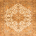 Round Machine Washable Medallion Orange Traditional Area Rugs, wshtr3968org