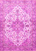 Machine Washable Medallion Pink Traditional Rug, wshtr3968pnk