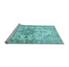 Sideview of Machine Washable Medallion Light Blue Traditional Rug, wshtr3968lblu