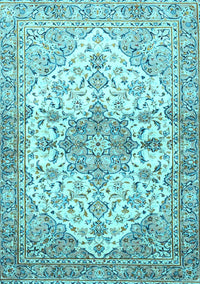 Medallion Light Blue Traditional Rug, tr3968lblu