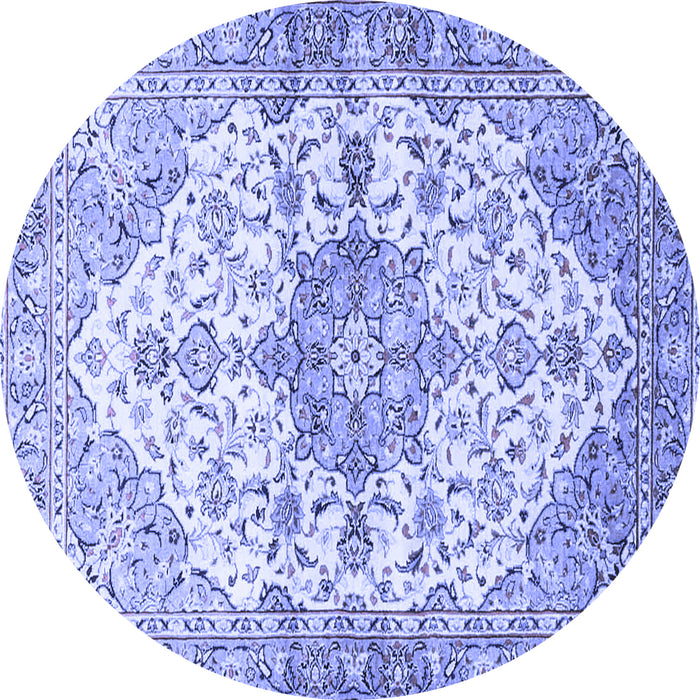 Round Medallion Blue Traditional Rug, tr3968blu