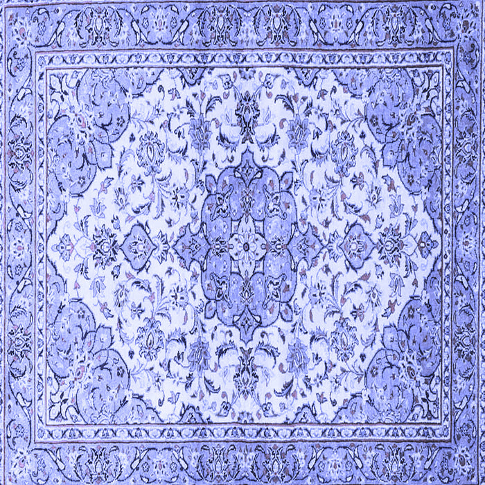 Square Machine Washable Medallion Blue Traditional Rug, wshtr3968blu