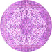 Round Machine Washable Medallion Purple Traditional Area Rugs, wshtr3968pur