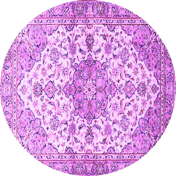 Round Medallion Purple Traditional Rug, tr3968pur