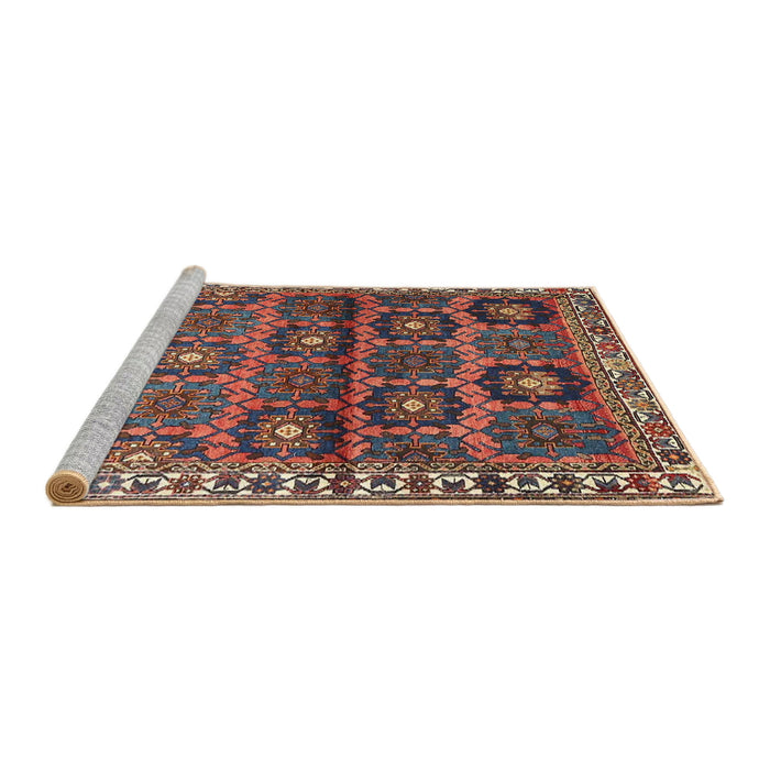 Sideview of Machine Washable Traditional Dark Almond Brown Rug, wshtr3969