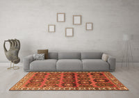 Machine Washable Persian Orange Traditional Rug, wshtr3969org