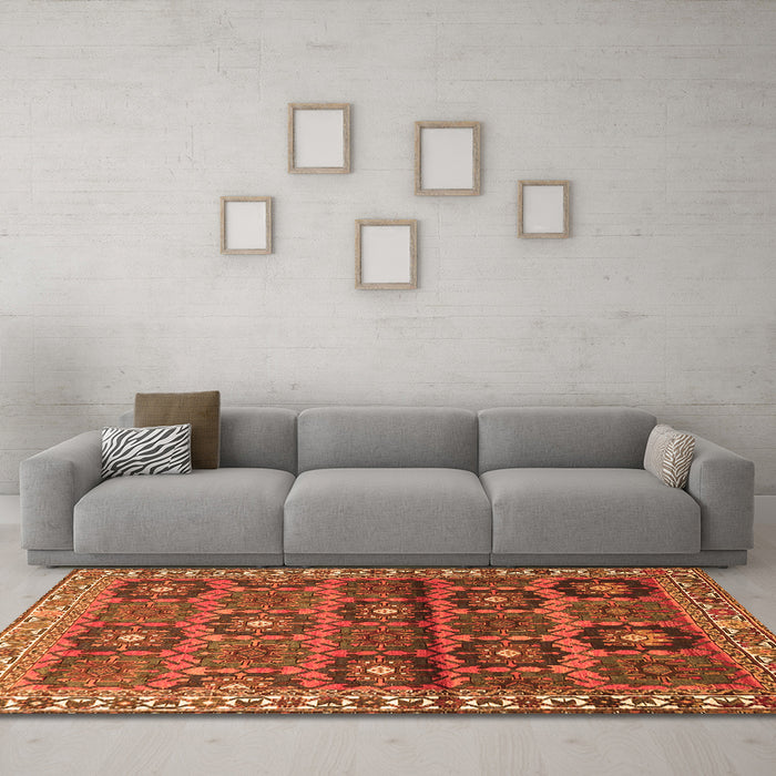 Machine Washable Persian Orange Traditional Area Rugs in a Living Room, wshtr3969org