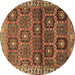 Round Machine Washable Persian Brown Traditional Rug, wshtr3969brn