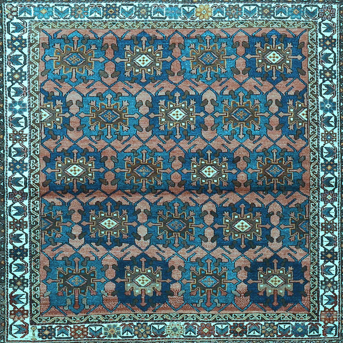 Square Machine Washable Persian Light Blue Traditional Rug, wshtr3969lblu