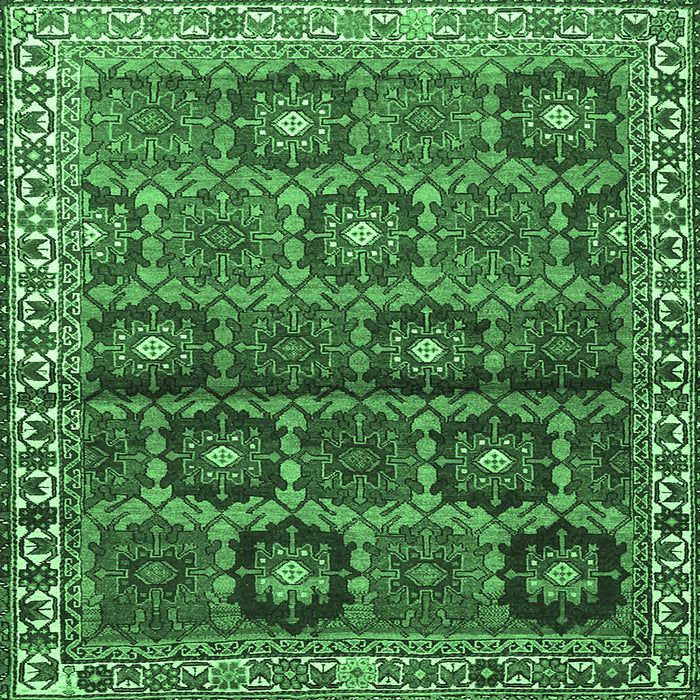 Square Persian Emerald Green Traditional Rug, tr3969emgrn
