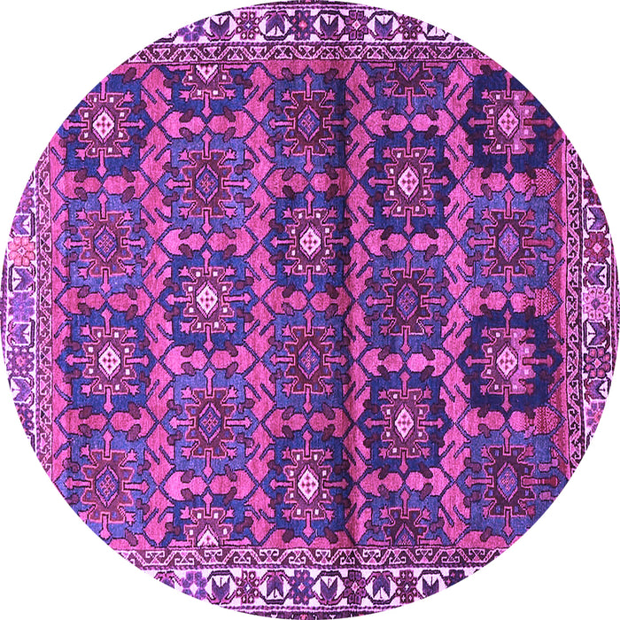 Round Machine Washable Persian Purple Traditional Area Rugs, wshtr3969pur