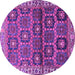 Round Machine Washable Persian Purple Traditional Area Rugs, wshtr3969pur