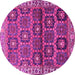 Round Machine Washable Persian Pink Traditional Rug, wshtr3969pnk