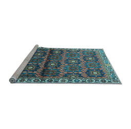Sideview of Machine Washable Persian Light Blue Traditional Rug, wshtr3969lblu