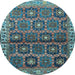 Round Machine Washable Persian Light Blue Traditional Rug, wshtr3969lblu