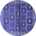 Round Persian Blue Traditional Rug, tr3969blu