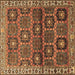 Square Persian Brown Traditional Rug, tr3969brn