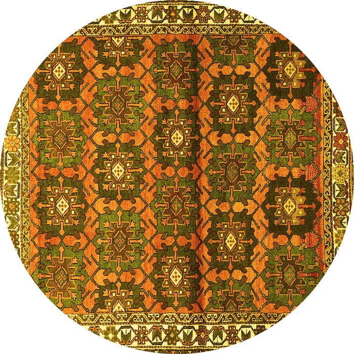 Round Persian Yellow Traditional Rug, tr3969yw