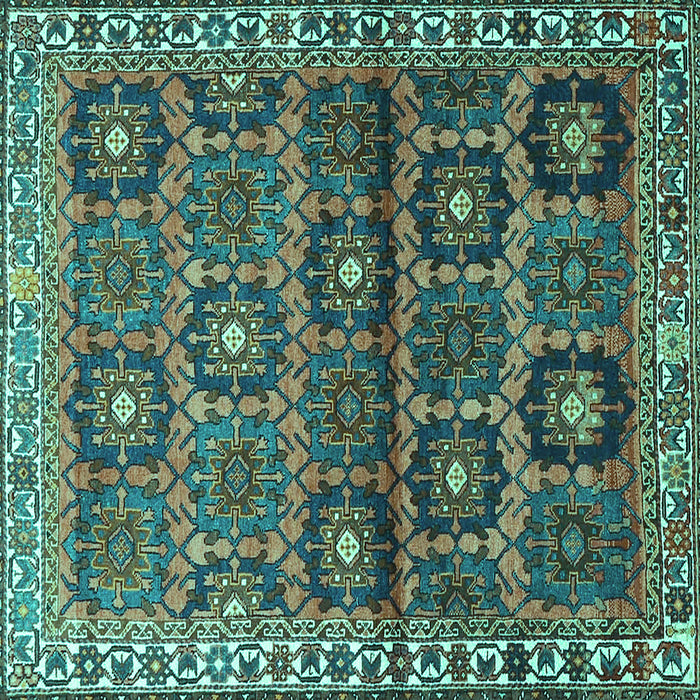 Square Machine Washable Persian Turquoise Traditional Area Rugs, wshtr3969turq
