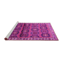 Sideview of Machine Washable Persian Pink Traditional Rug, wshtr3969pnk