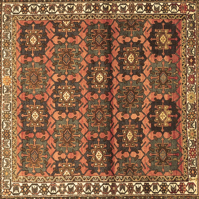 Square Machine Washable Persian Brown Traditional Rug, wshtr3969brn
