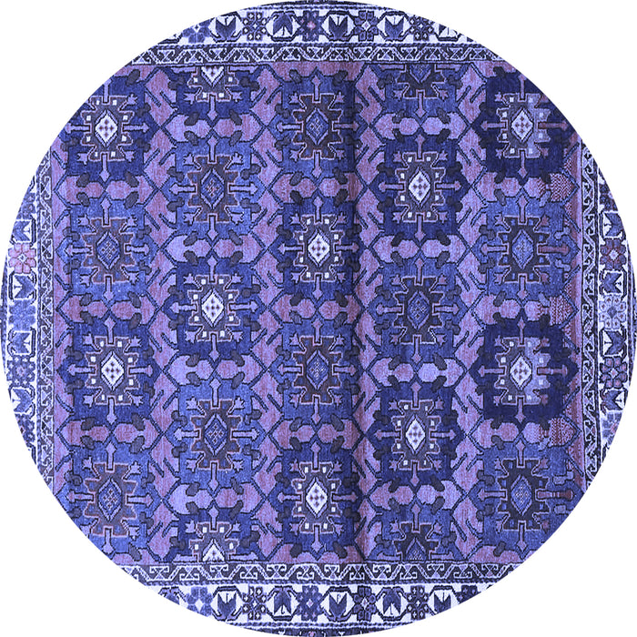 Round Machine Washable Persian Blue Traditional Rug, wshtr3969blu