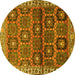 Round Machine Washable Persian Yellow Traditional Rug, wshtr3969yw