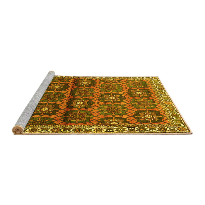 Sideview of Machine Washable Persian Yellow Traditional Rug, wshtr3969yw
