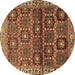 Round Persian Brown Traditional Rug, tr3969brn