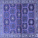 Square Machine Washable Persian Blue Traditional Rug, wshtr3969blu