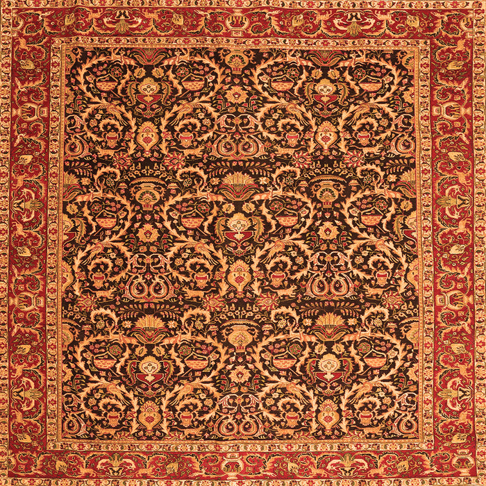 Round Machine Washable Persian Orange Traditional Area Rugs, wshtr396org