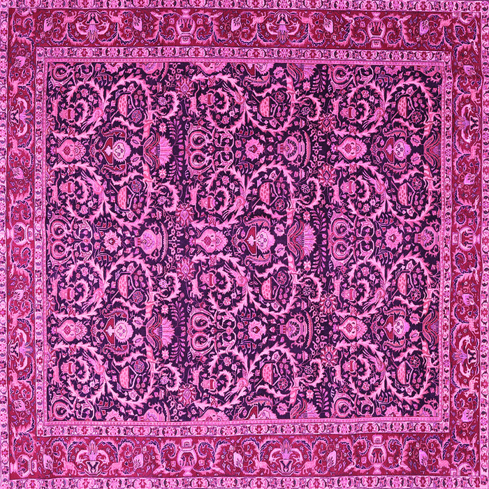 Square Machine Washable Persian Pink Traditional Rug, wshtr396pnk