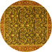 Round Machine Washable Persian Yellow Traditional Rug, wshtr396yw