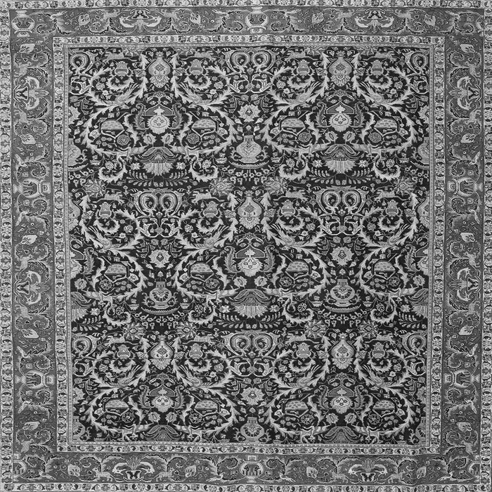 Round Machine Washable Persian Gray Traditional Rug, wshtr396gry